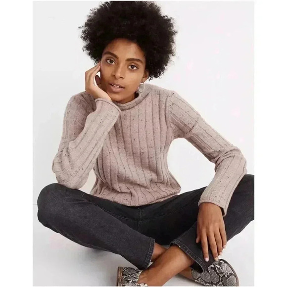 Madewell Donegal Blush Evercrest Cozy Yarn Turtleneck Sweater Small Wool Blend - Picture 1 of 10